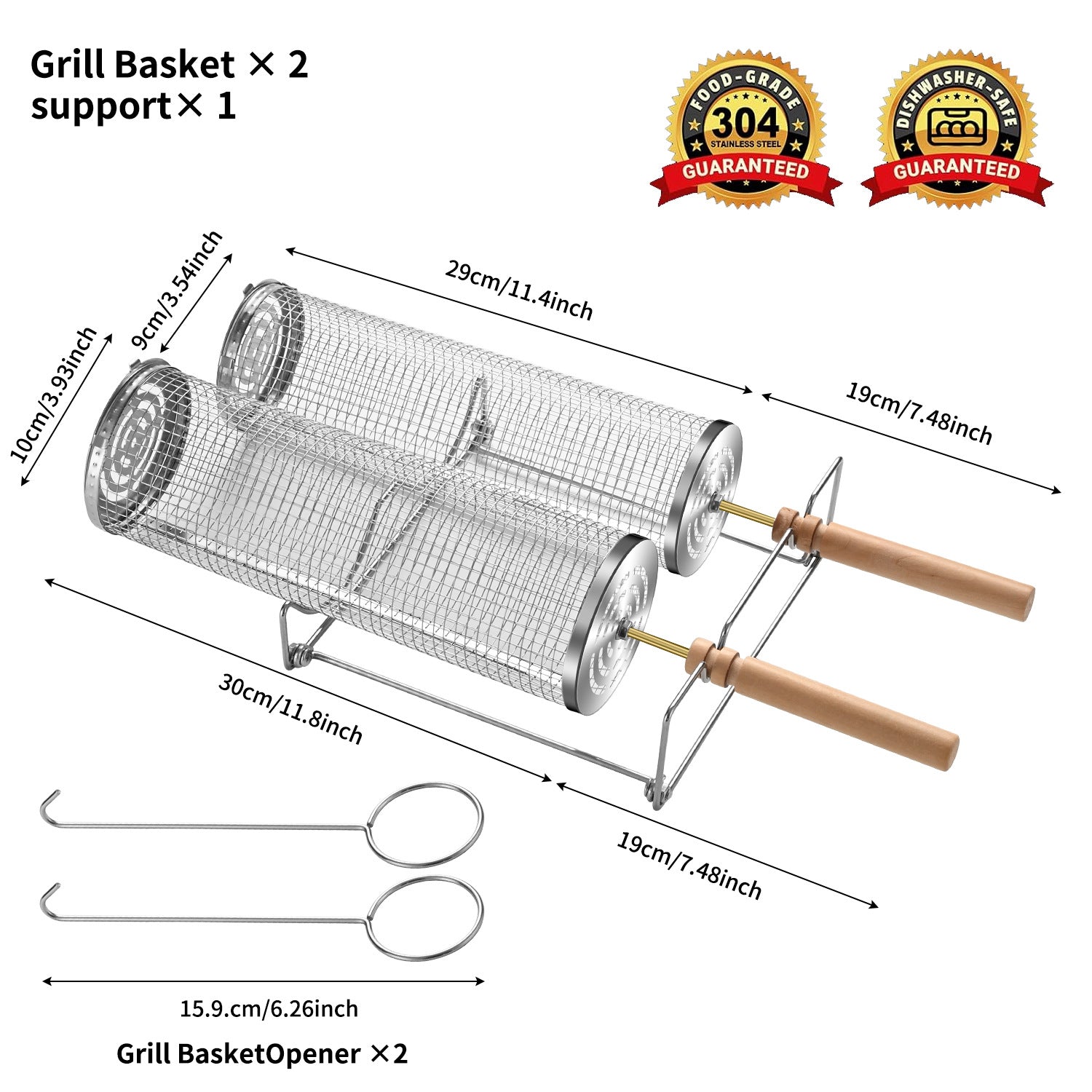 Amazon Rolling BBQ Basket Outdoor BBQ Grill Basket 304 Stainless Steel Perforated BBQ Tube BBQ Net