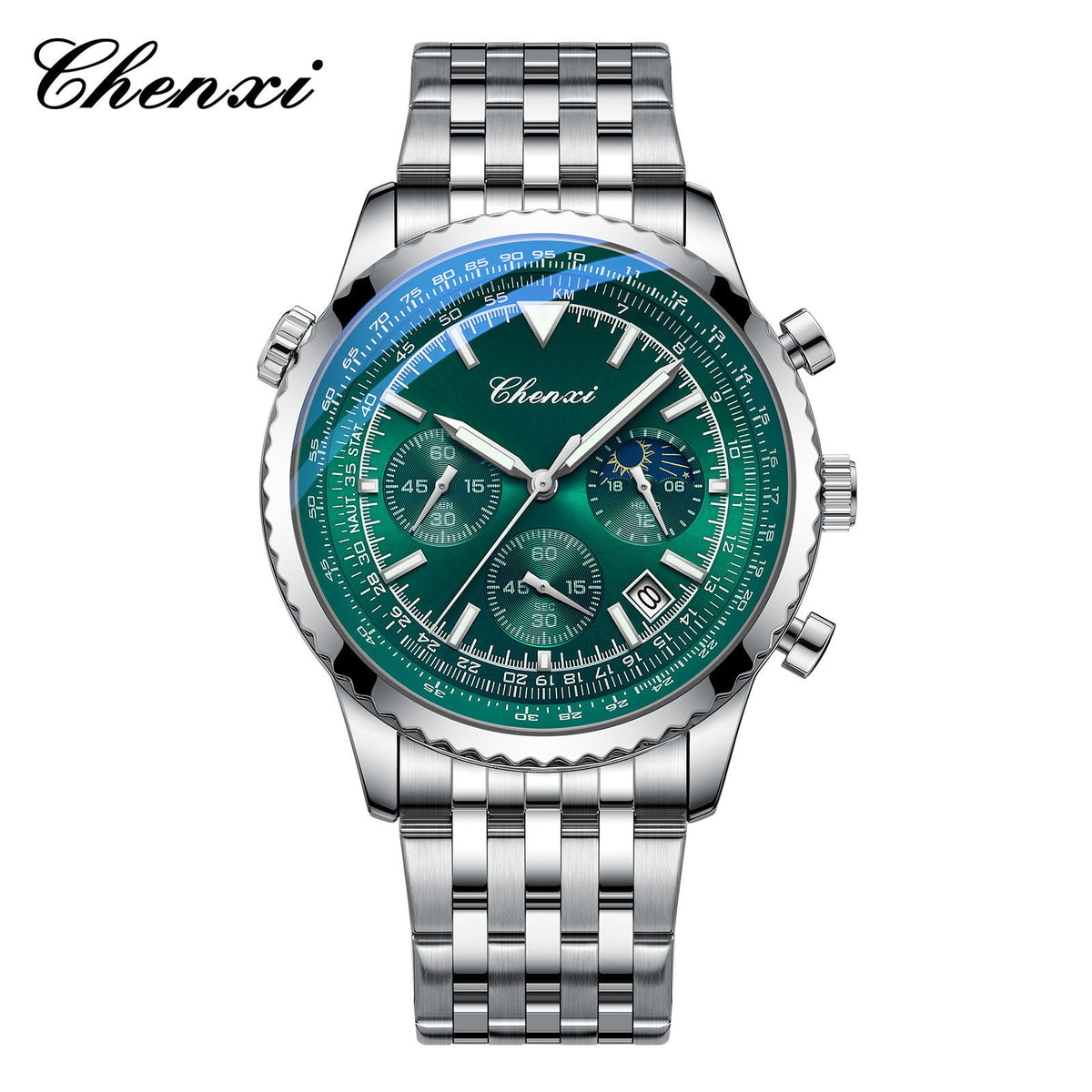Men's Silver White Multi-Function Quartz Watch - Waterproof