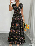 2026 New French V-neck Slim Waist Maxi Dress, Elegant and Stylish Dress (for European and American Cross-Border Amazon and AliExpress)