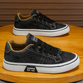 Men's Black Canvas Sneakers - Low-Top, Lace-Up