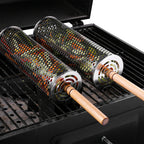 Amazon Rolling BBQ Basket Outdoor BBQ Grill Basket 304 Stainless Steel Perforated BBQ Tube BBQ Net
