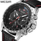 Men's Black Steel Multi-Hand Quartz Watch - Waterproof