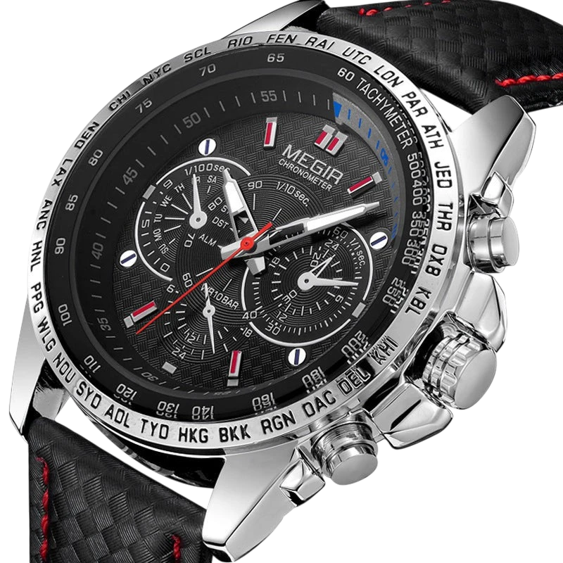 MEGIR Men's Sports Watch, Black | Aladinae