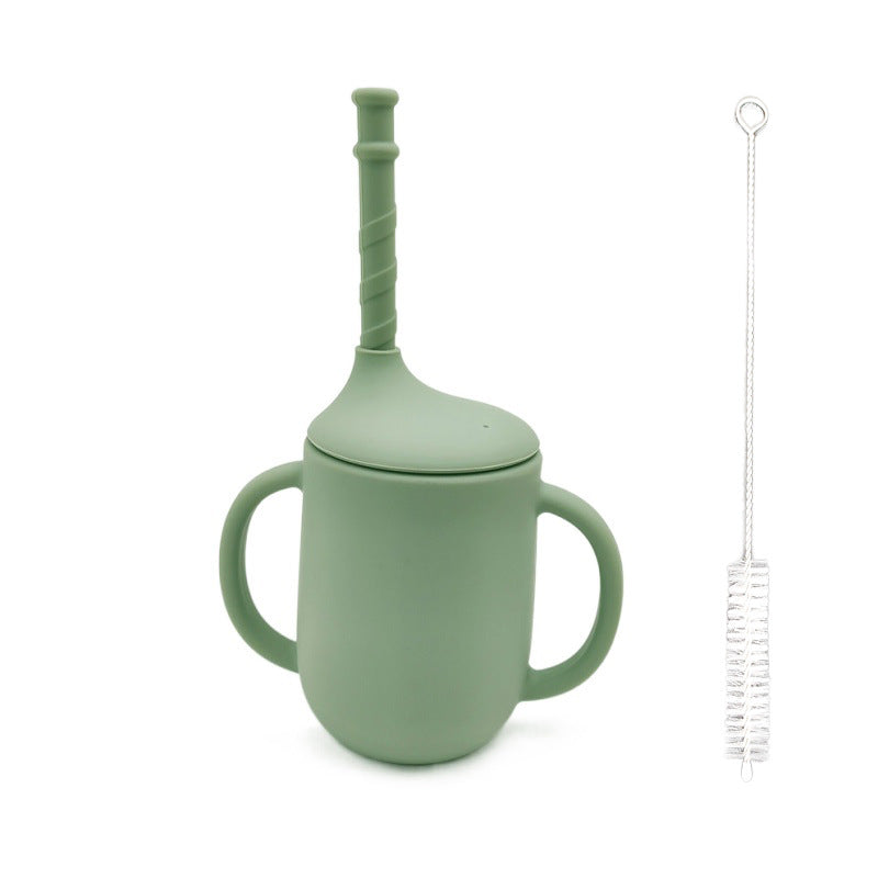 Amazon cross-border creative new product silicone baby learning drinking cup with straw leak-proof and drop-proof ready-to-stock milk powder cup