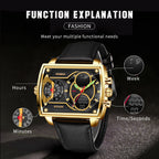 FOXBOX/Lige cross-border exclusive for men's quartz electronic dual-display watch multi-functional waterproof luminous watch