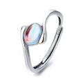 Yunchaoxuan S925 sterling silver Korean style elegant lady style spiral pattern ring setting blue moonstone all-match open ring female