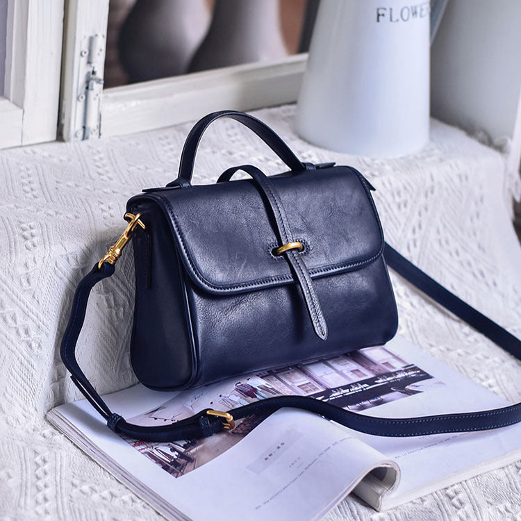 Handmade top layer cowhide vegetable tanned leather vintage messenger bag handmade soft cowhide French handbag feel crossbody women's bag