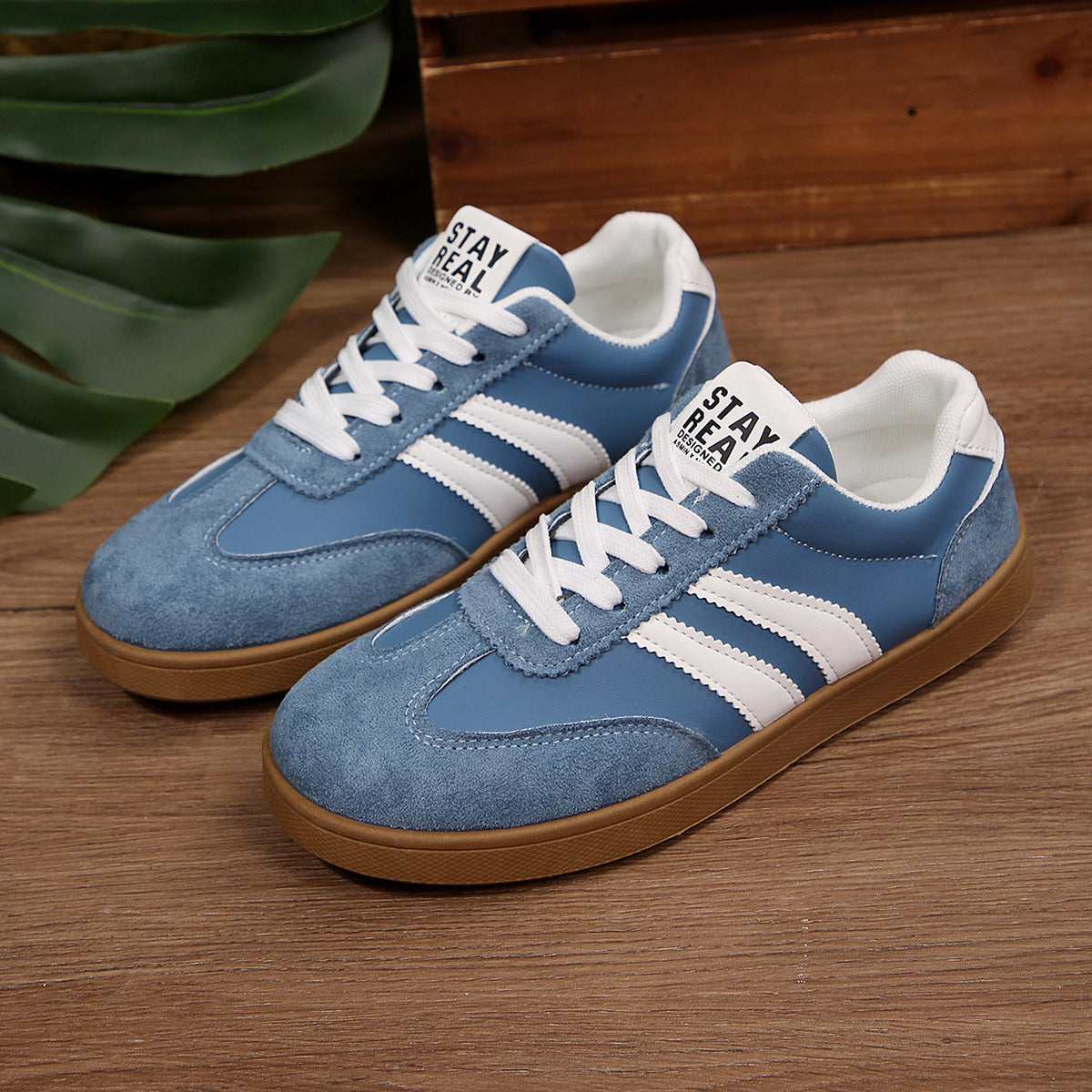 Women's Beige Flat Sneakers - Low-Top, Lace-Up