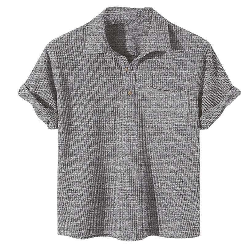 Men's Waffle Knit Color Block Polo Shirt | Aladinae