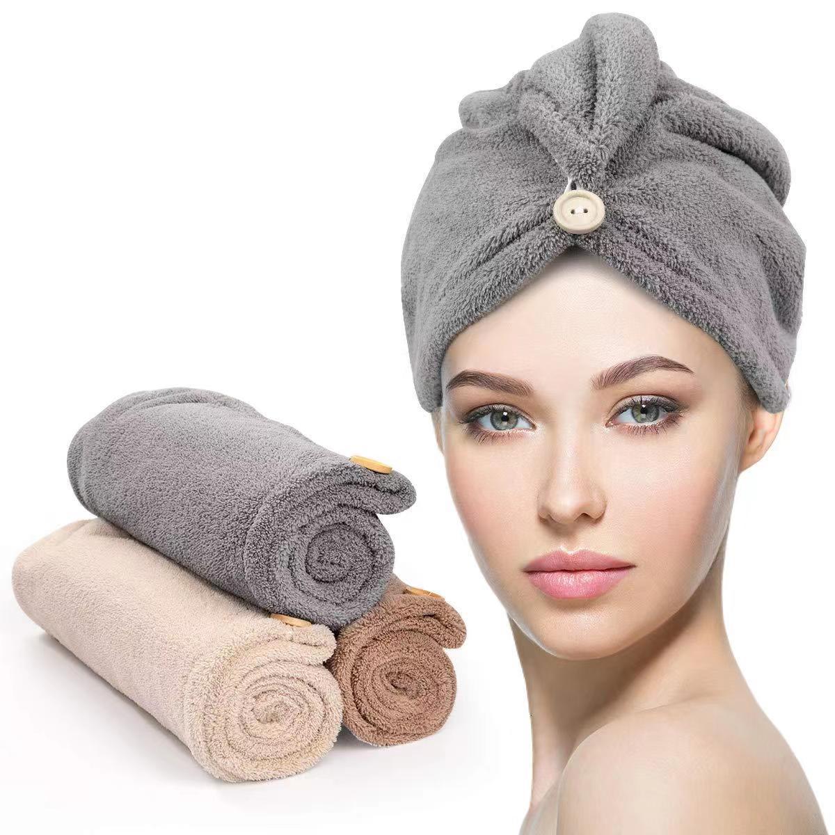 Amazon cross-border triangular coral fleece dry hair cap gift bathroom shower cap hotel beauty salon European and American fiber shower cap