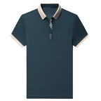 Men's White Waffle Knit Polo Shirt - Short Sleeve