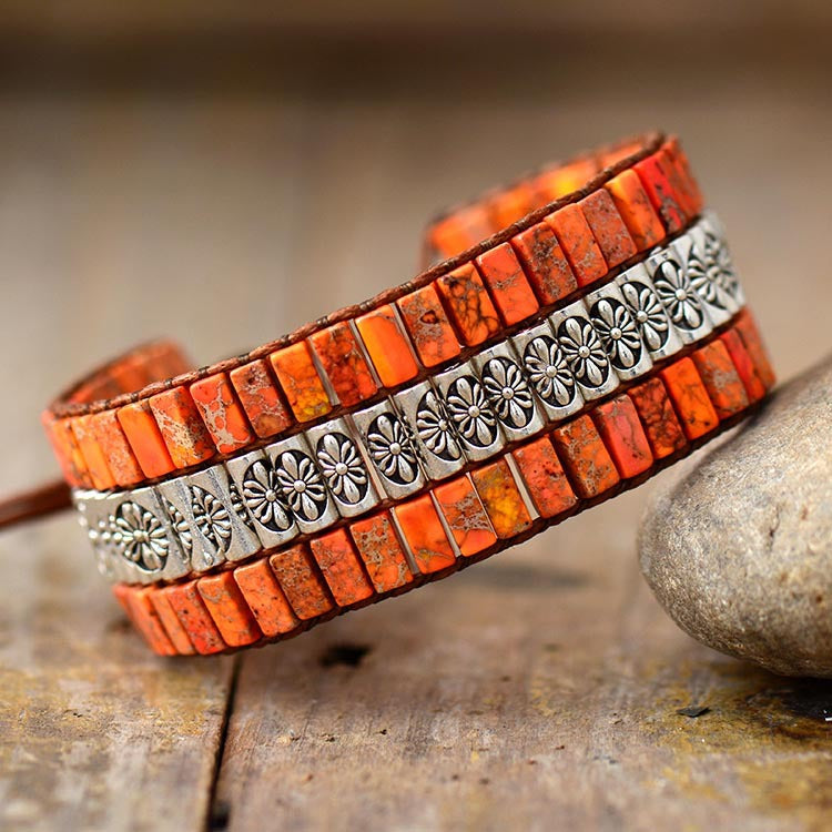 New Cross-border Handmade Beaded Bracelet Emperor Stone Antique Metal Bead Braided Jewelry European and American Popular Jewelry