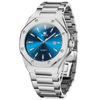 Men's Blue Quartz Watch - Steel Strap, Calendar