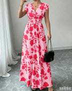 2026 New French V-neck Slim Waist Maxi Dress, Elegant and Stylish Dress (for European and American Cross-Border Amazon and AliExpress)