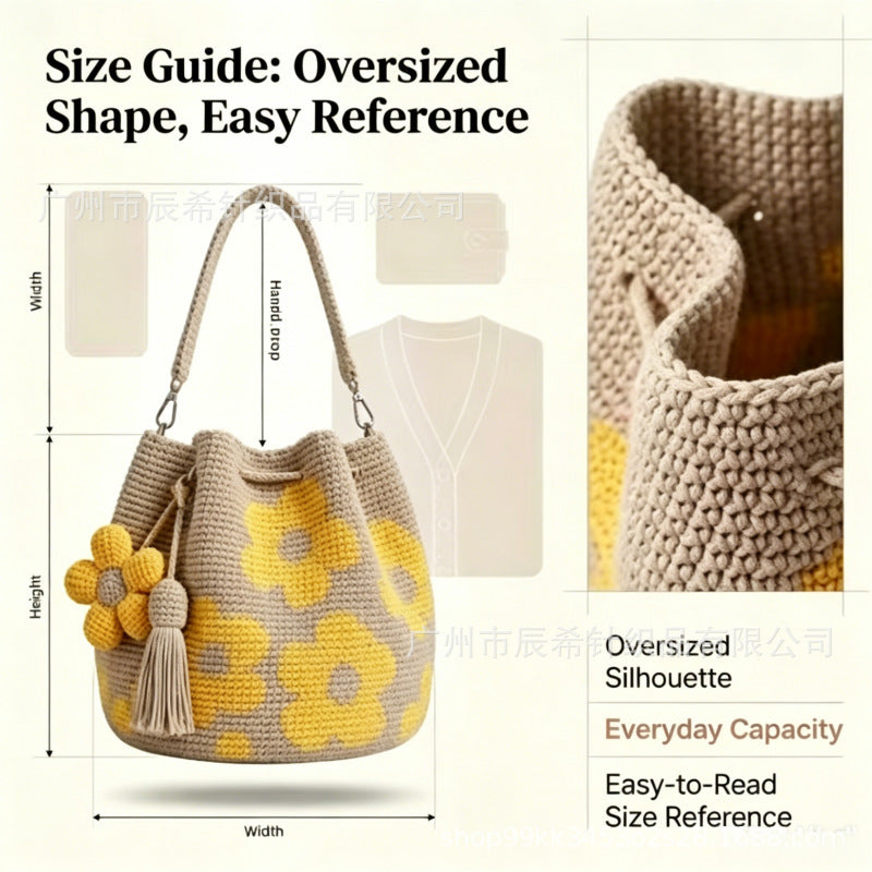 Cross-border HANDCRAFTED CROCHET FLOWER BAG Handmade Crochet Flower Bag Set