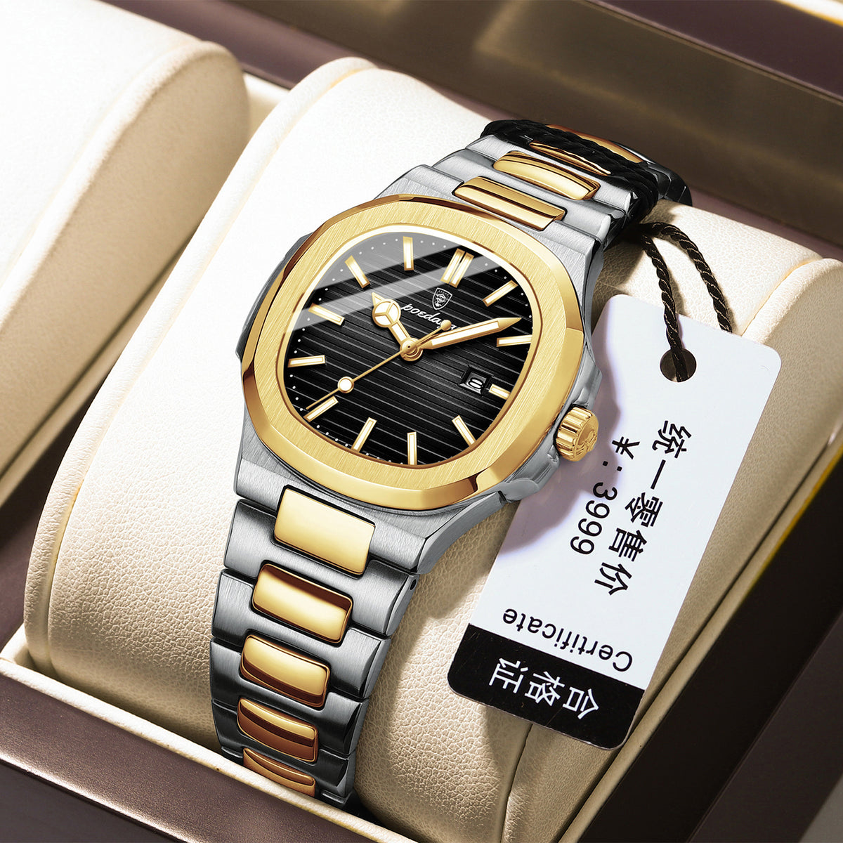 Women's Gold Blue Quartz Watch - Steel Band, Waterproof