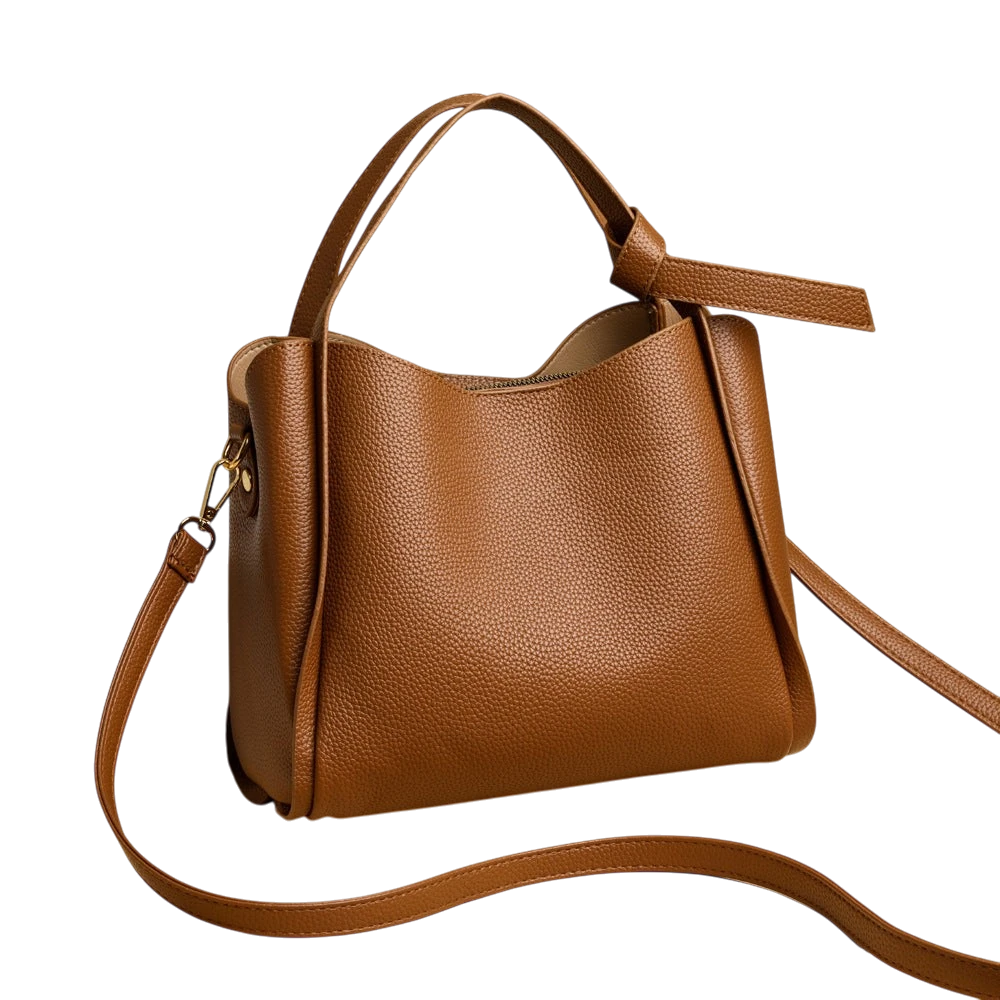 Soft leather women's handbag, 2025 style, basket-style, high-end shoulder bag, crossbody bag, versatile bucket bag.