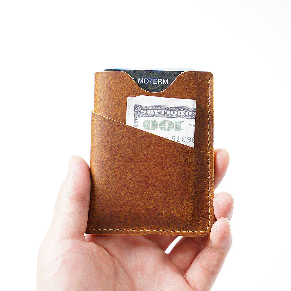Men's Crazy Horse Leather Card Holder & Coin Purse | Aladinae