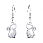 2021 New Japanese and Korean Style Cute Earrings Platinum Opal Cat Earrings for Women Personalized Cartoon Fashion Exquisite Accessories