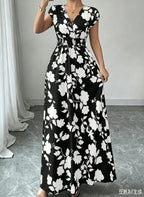 2026 New French V-neck Slim Waist Maxi Dress, Elegant and Stylish Dress (for European and American Cross-Border Amazon and AliExpress)