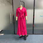 2023 Foreign Trade Cross-Border European and American Amazon Summer New Fashionable Temperamental All-Match Tight Waist Cardigan Long Dress