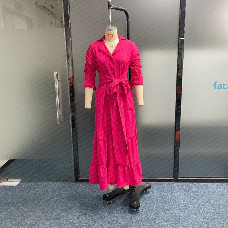 2023 Foreign Trade Cross-Border European and American Amazon Summer New Fashionable Temperamental All-Match Tight Waist Cardigan Long Dress