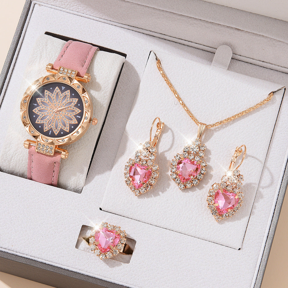 Women's White Watch and Bracelet Set - Quartz