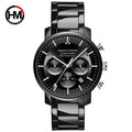 Men's Black Multi-Hand Quartz Watch - Waterproof, Calendar