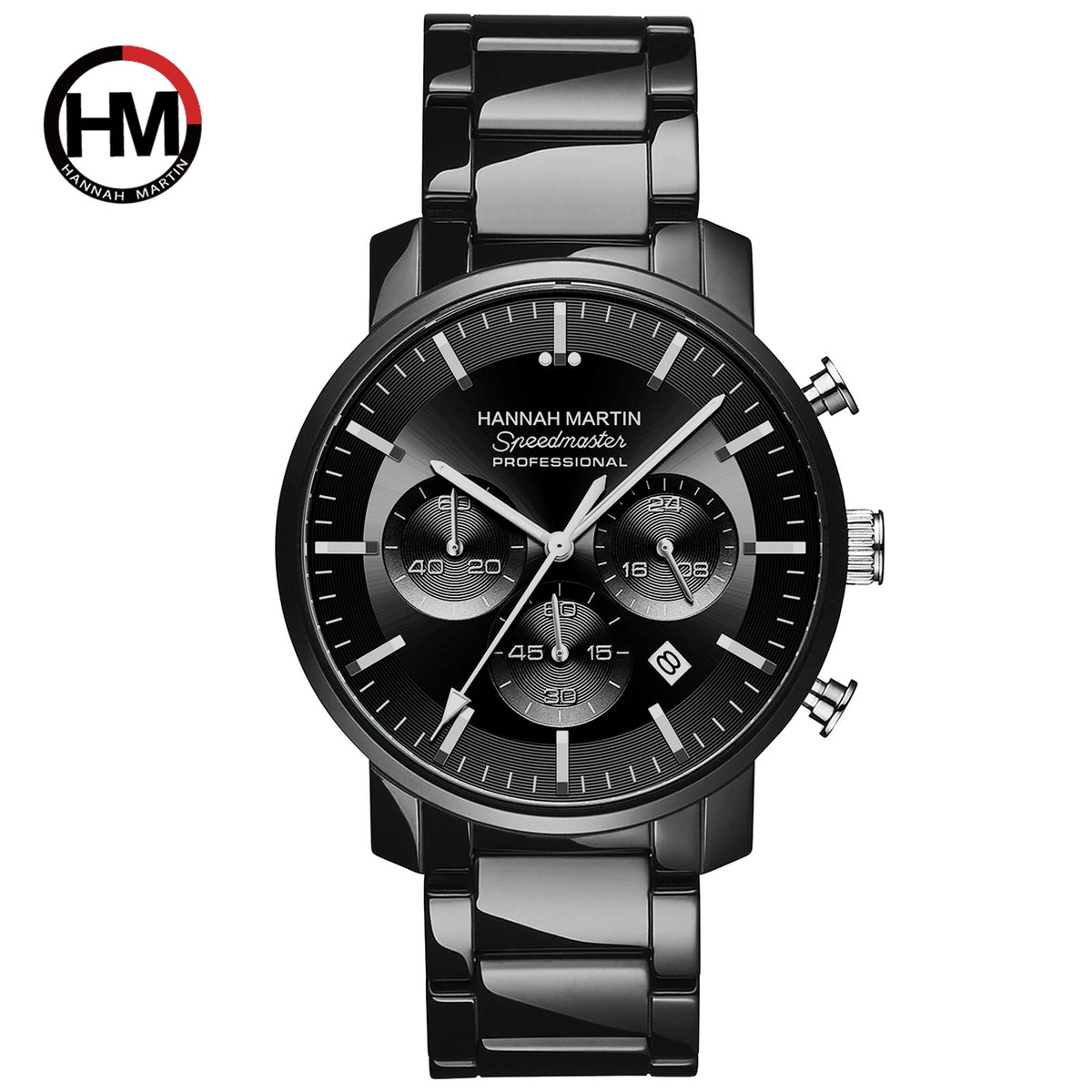 Men's Black Multi-Hand Quartz Watch - Waterproof, Calendar
