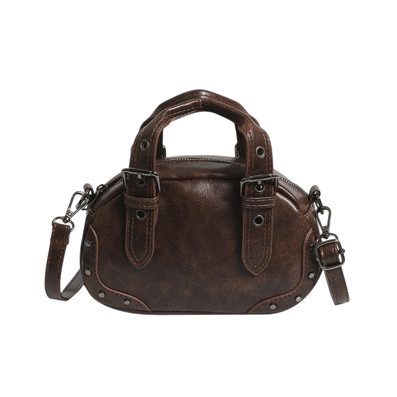 Retro niche trend rivet hand-held bowling bag female 2025 spring new high-end hot girl messenger bag