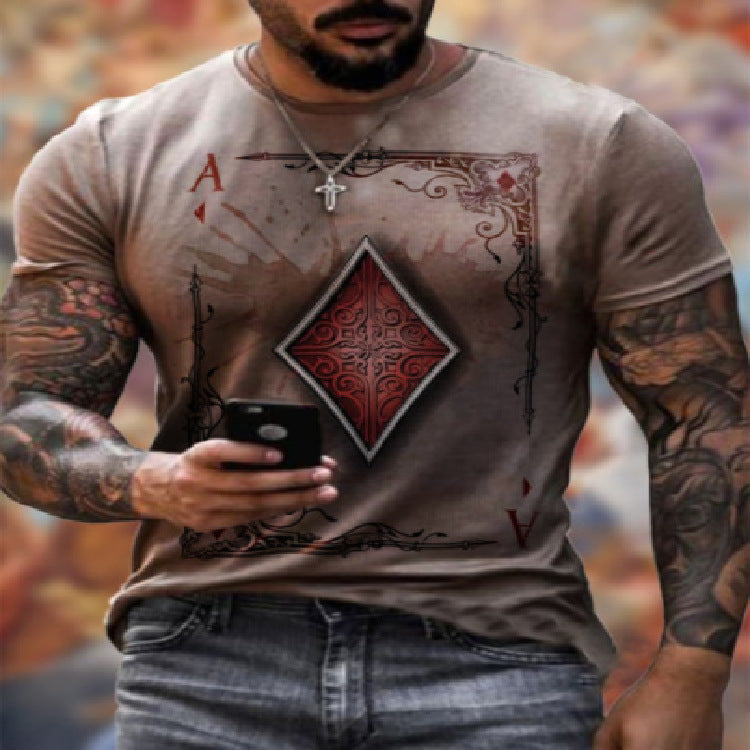 Men's Playing Card Print Casual T-Shirt | Aladinae