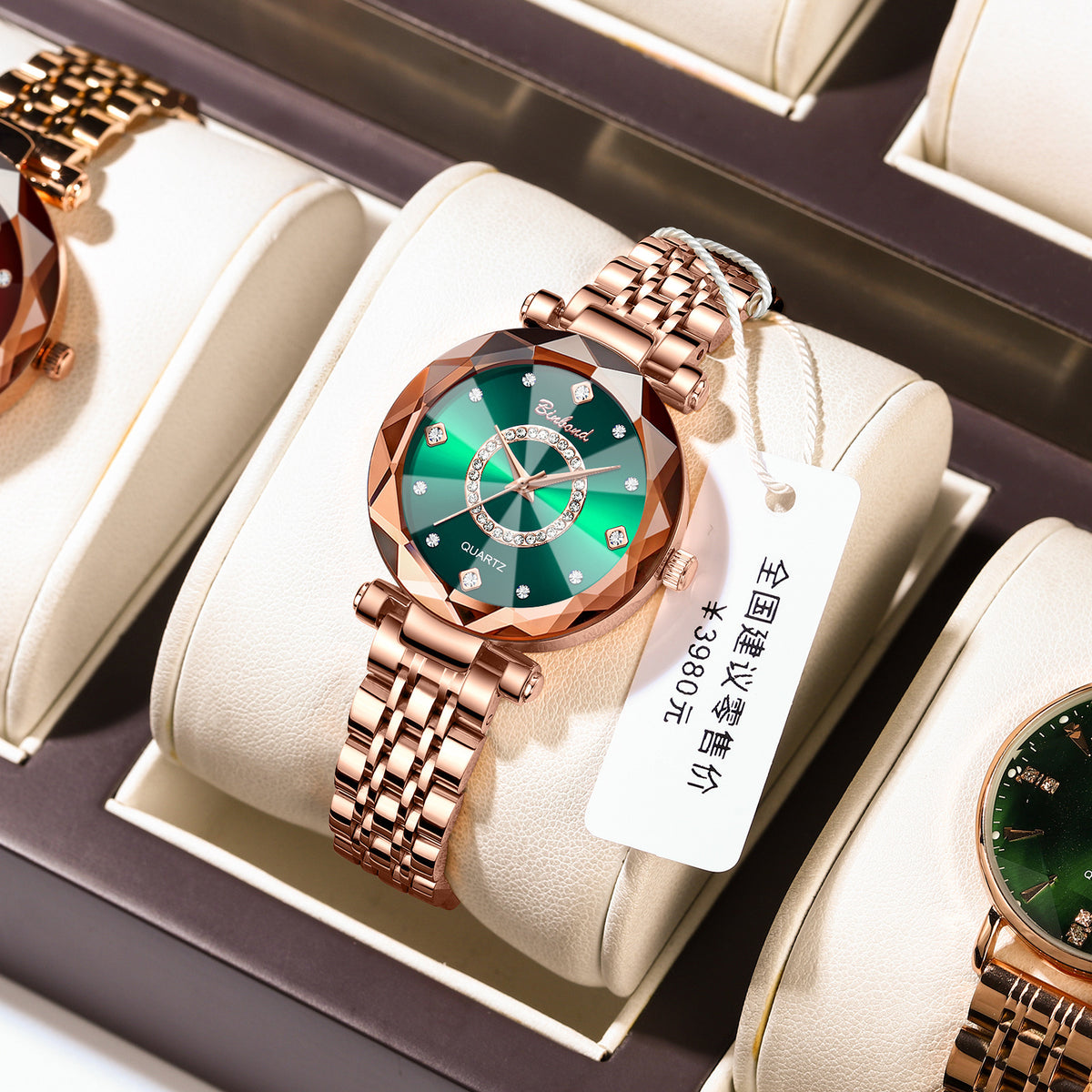Women's Rose Gold Red Dial Quartz Watch - Waterproof
