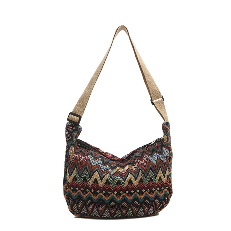 Crossbody bag for women 2024 spring and summer new large capacity canvas shoulder bag versatile college students commuting dumpling bag
