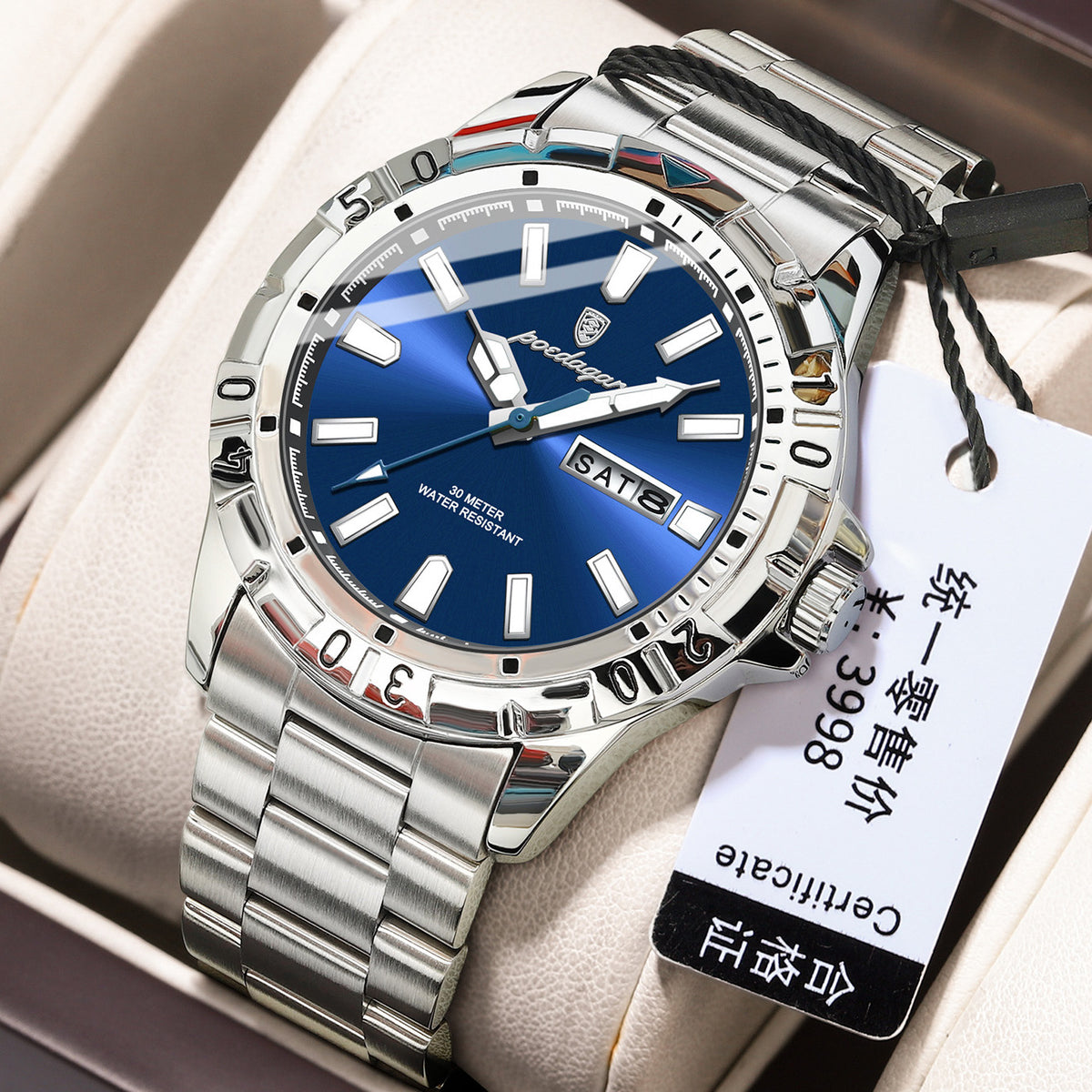 Men's Green Dual Calendar Quartz Watch - Waterproof