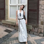 LS Black Label Minimalist Designer Dress for Women, New Summer Style, Simple Commuter Fashion Sleeveless Long Dress, Women's Clothing 30620