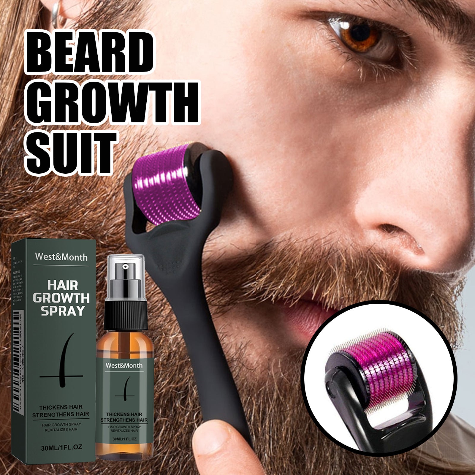 West&Month Beard Care Spray 30ml + Roller | Aladinae
