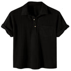 wish cross-border European and American spring and summer Amazon new waffle button POLO shirt square color matching men's T-shirt top