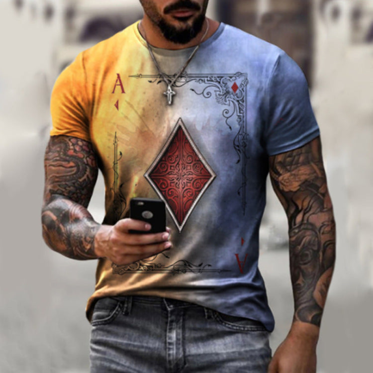 Men's Playing Card Print Casual T-Shirt | Aladinae