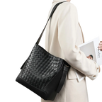 Cowhide hand-woven tote bag new style genuine leather commuter large capacity fashion shoulder bag messenger bag for women