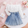 Foreign trade cross-border European and American summer hot selling temperament girl suit solid color one shoulder sling long sleeve pleated skirt short skirt