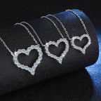 T-brand clavicle chain necklace, S925 sterling silver plated with Pt950 moissanite, heart-shaped moissanite pendant, factory direct sales.