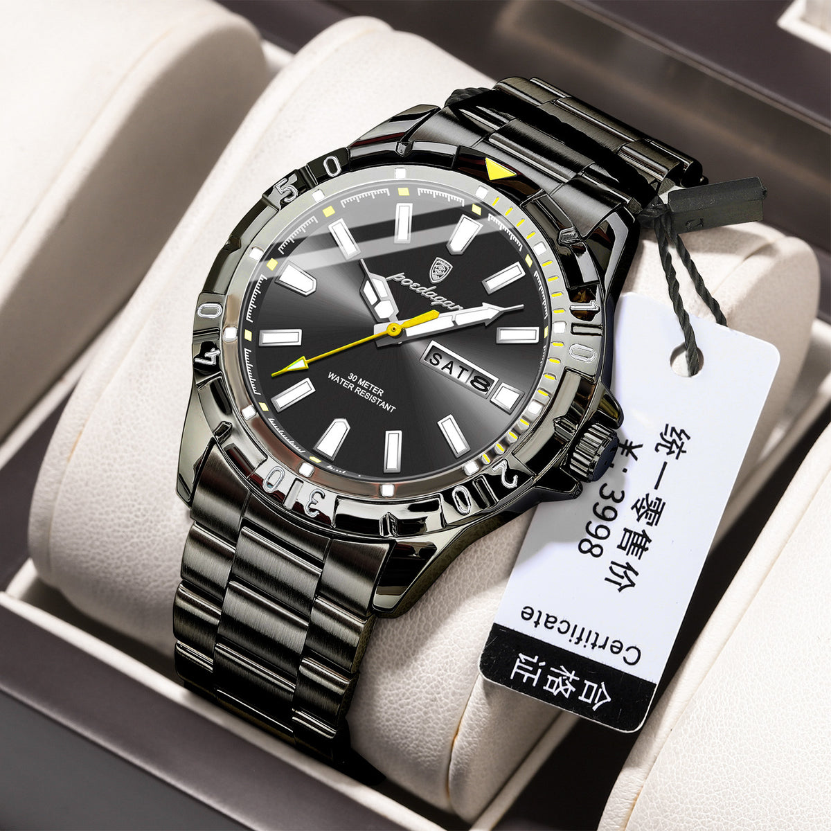 Men's Green Dual Calendar Quartz Watch - Waterproof
