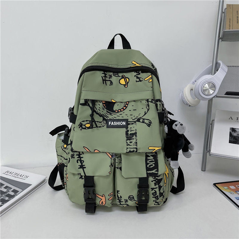 School bag for boys, junior high school students, Korean version, large capacity, high school backpack, personalized graffiti school bag, female, simple campus backpack