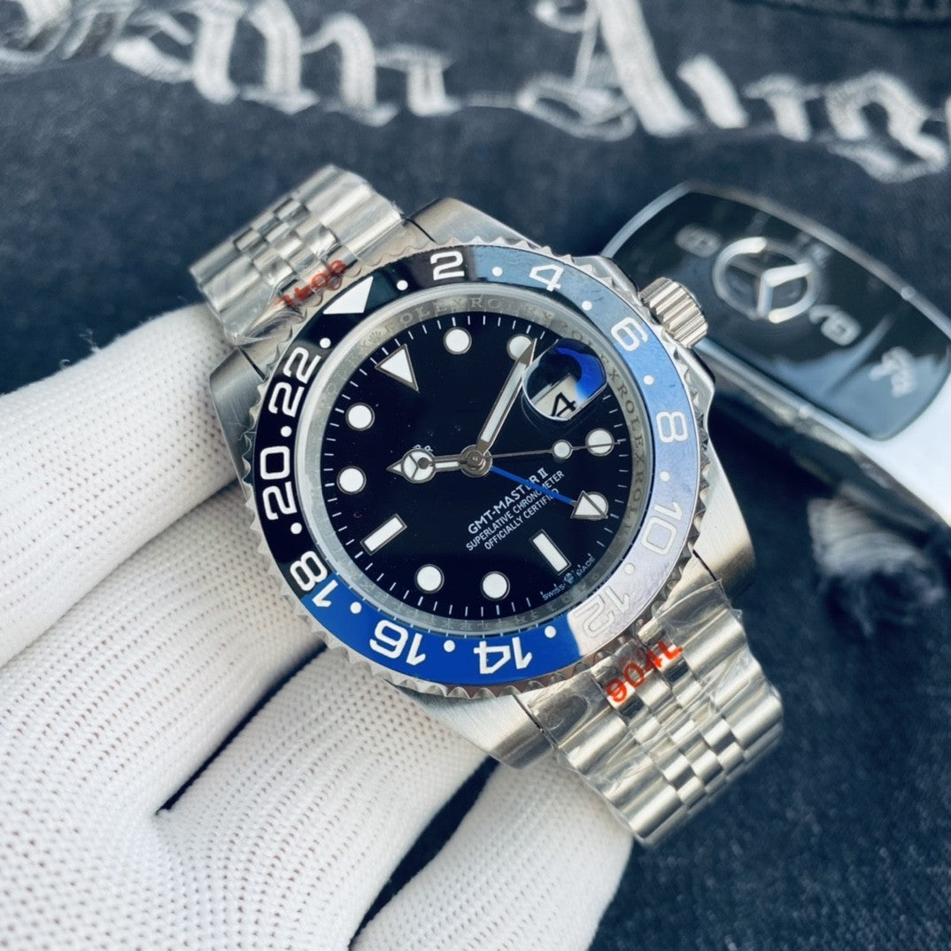 Rolex Cola bezel GMT-Master automatic mechanical watch for men, Inter Milan CLEANVS, sapphire crystal.