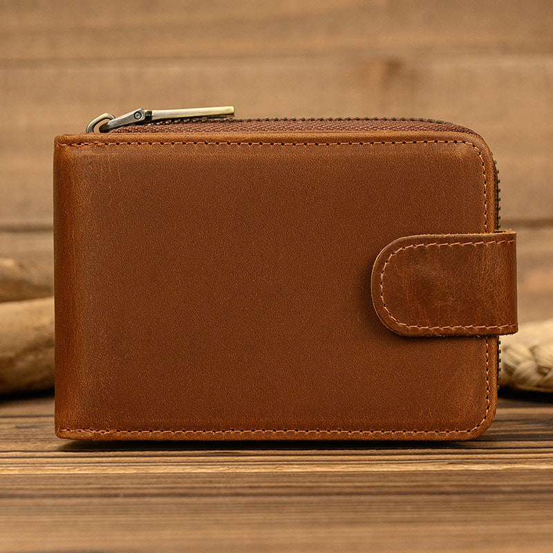 Genuine Leather Zipper Wallet – Large Capacity | Aladinae