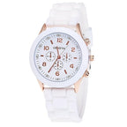 Women's White Heart-Design Quartz Watch - Silicone Strap
