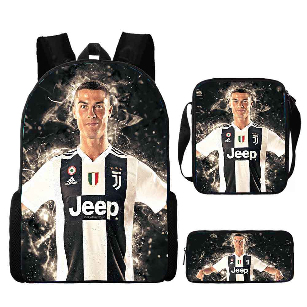 Ronaldo schoolbag boy elementary school student children backpack cross-border hot selling backpack shoulder bag pencil case three-piece set wholesale