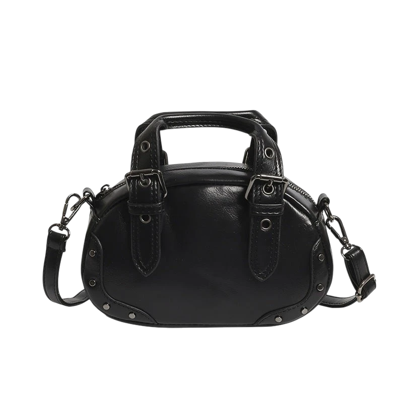 Retro niche trend rivet hand-held bowling bag female 2025 spring new high-end hot girl messenger bag