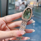 Women's Snake Pattern Crystal Watch - Sunburst Dial