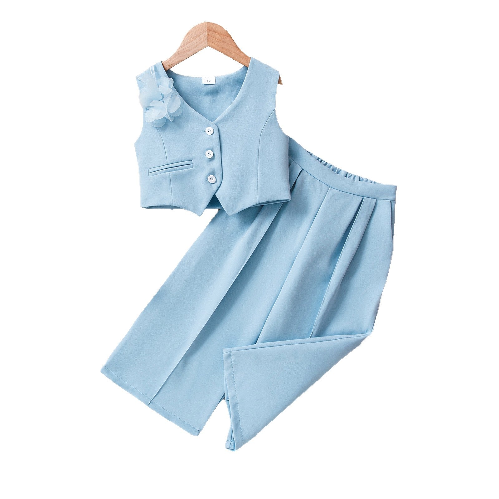 Cross-border European and American summer new multi-color girls suits, sleeveless vest tops for small and medium-sized children, trousers and suits